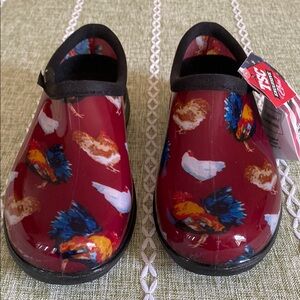 SLOGGERS Garden Shoe Size 6 Red w/Chicken Waterproof USA NWT